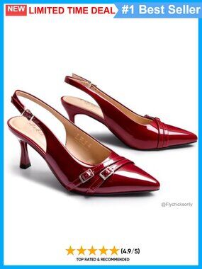 Patent Slingback Kitten Heel Pointed Toe Dress Pump